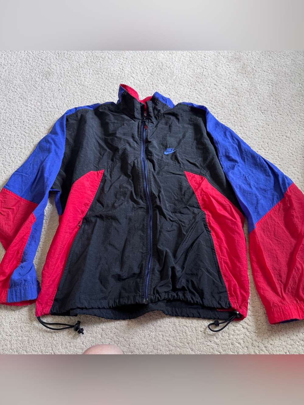 Vintage Nike Colorblock Jacket Large Windbreaker 80s 90s Red Black Full Zip